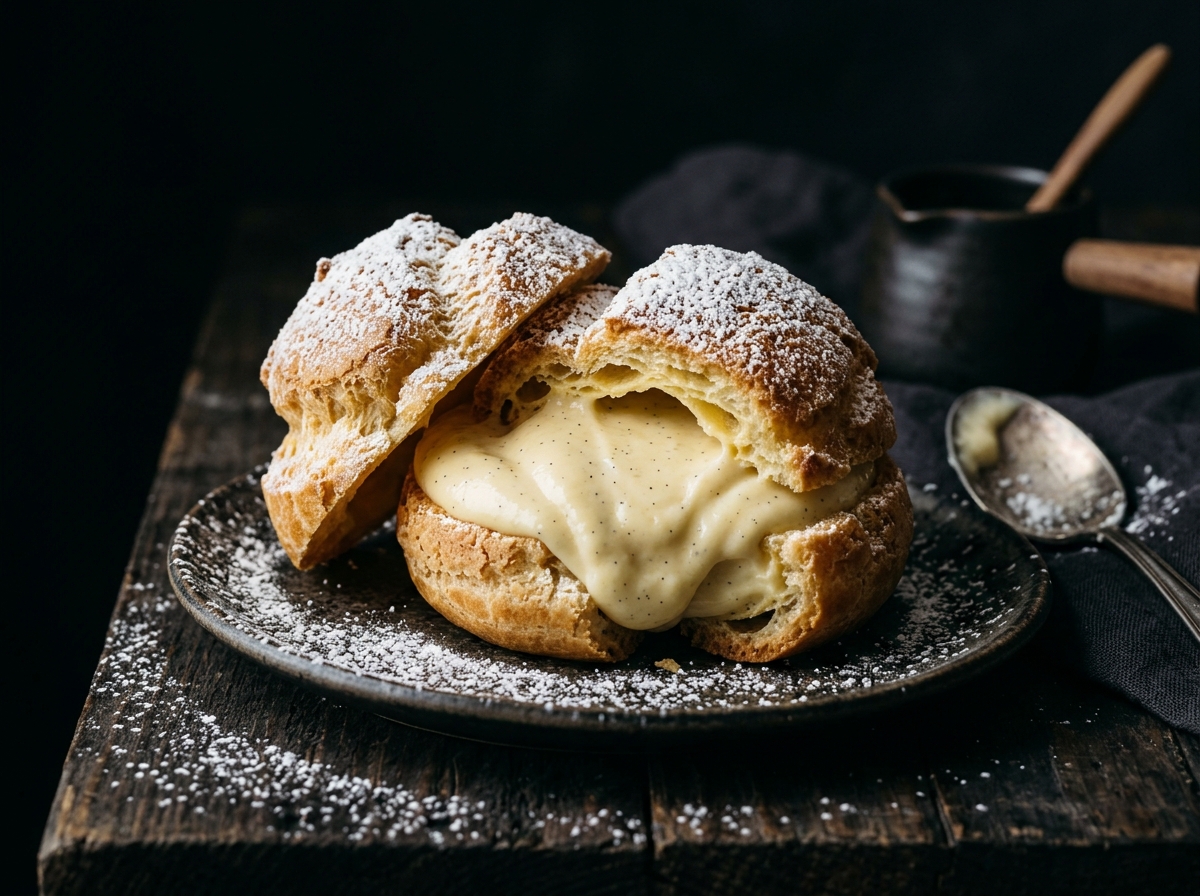 Cream puff with vanilla filling